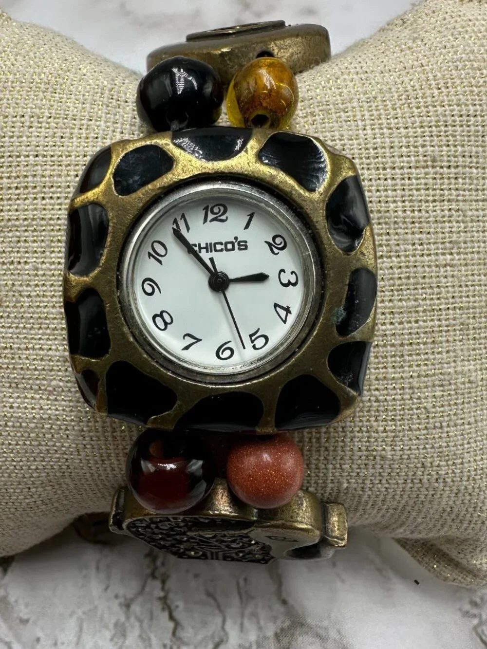 3/$30 Chico’s Watch Women Bronze Tone Elephant Beaded Stretch Bracelet